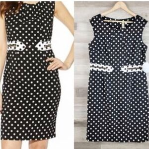 EMMA & MICHELE dress ,women size 14P,polka dots, fitted,sleeveless,career ,event